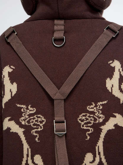 Totem Hoodie Sweater with Face Mask-IYAMIUIO