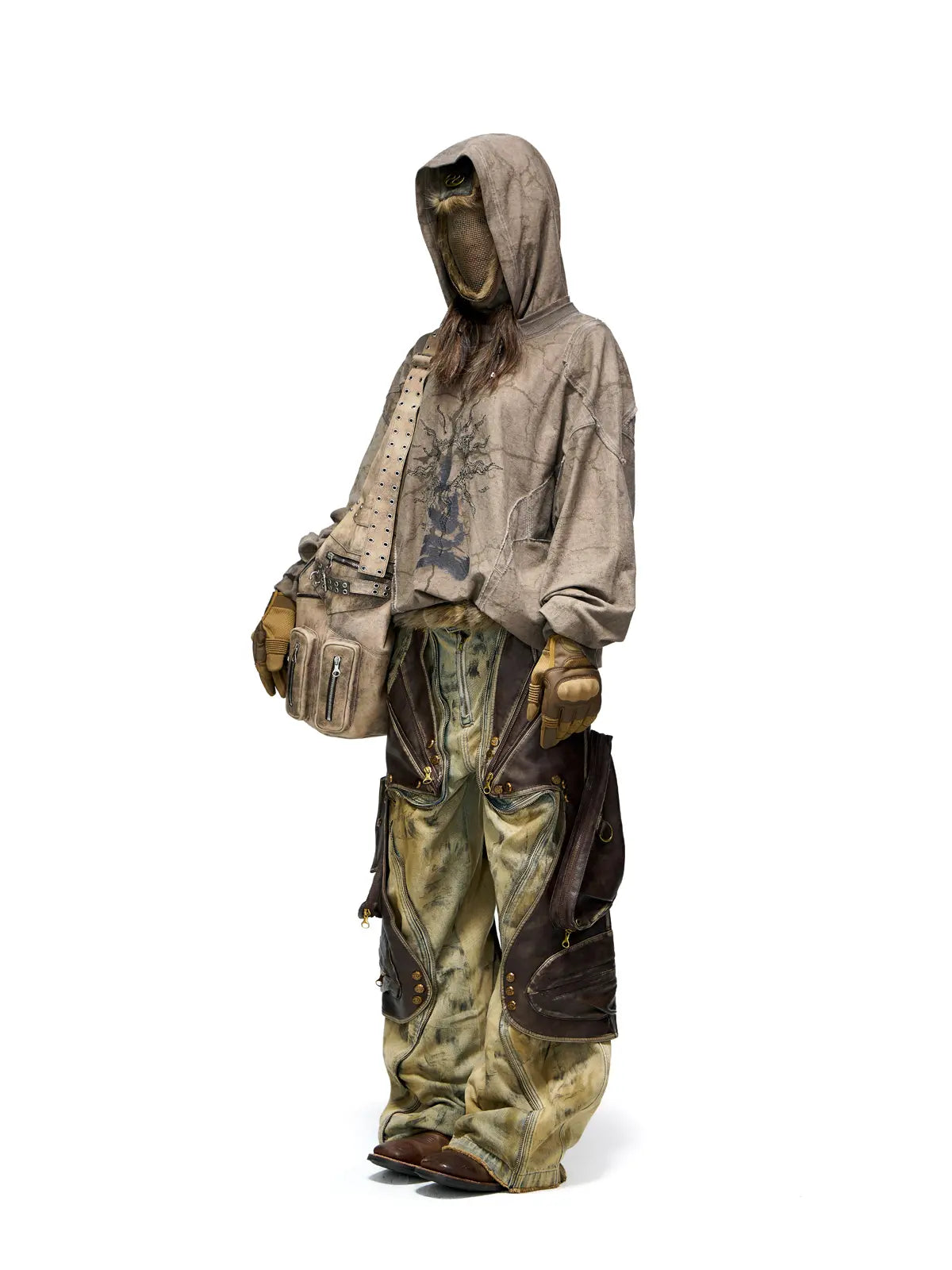 Vintage Sun Totem Distressed Hoodies-IYAMIUIO