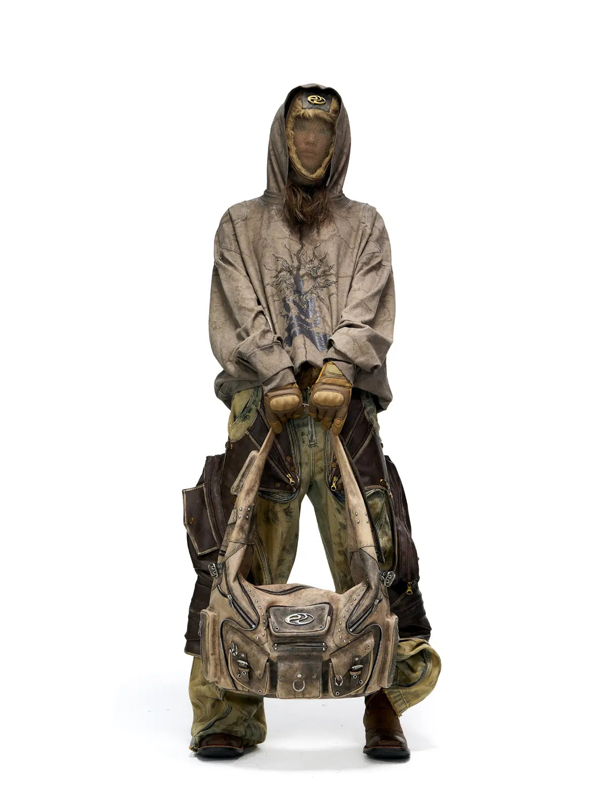 Vintage Sun Totem Distressed Hoodies-IYAMIUIO