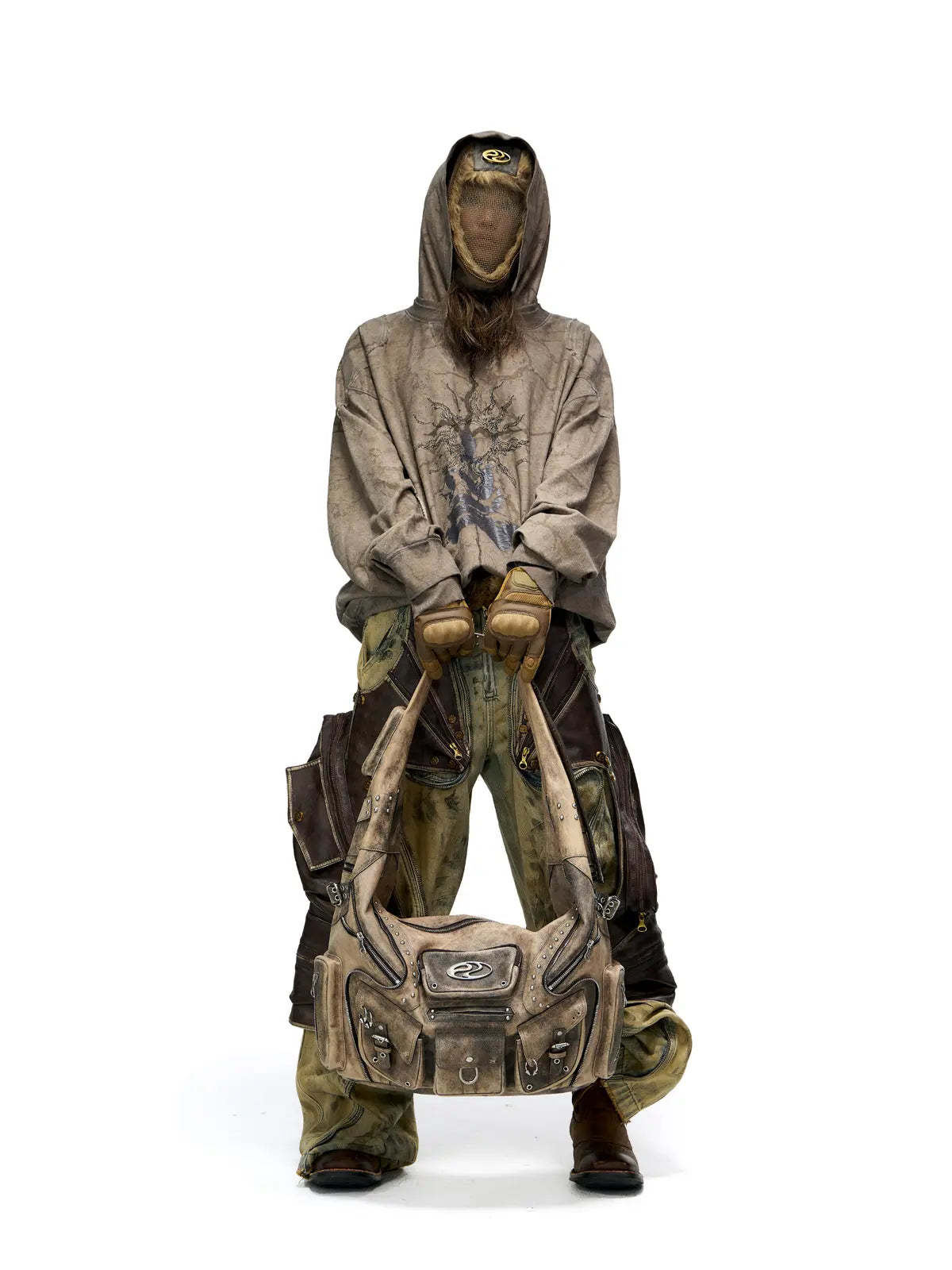 Vintage Sun Totem Distressed Hoodies-IYAMIUIO