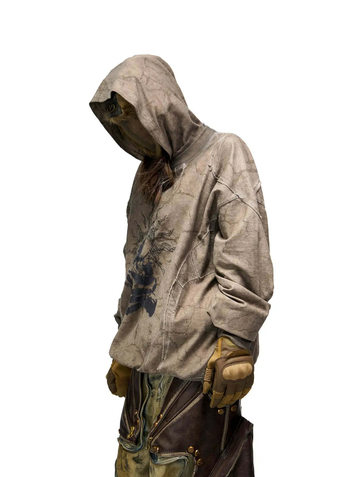 Vintage Sun Totem Distressed Hoodies-IYAMIUIO