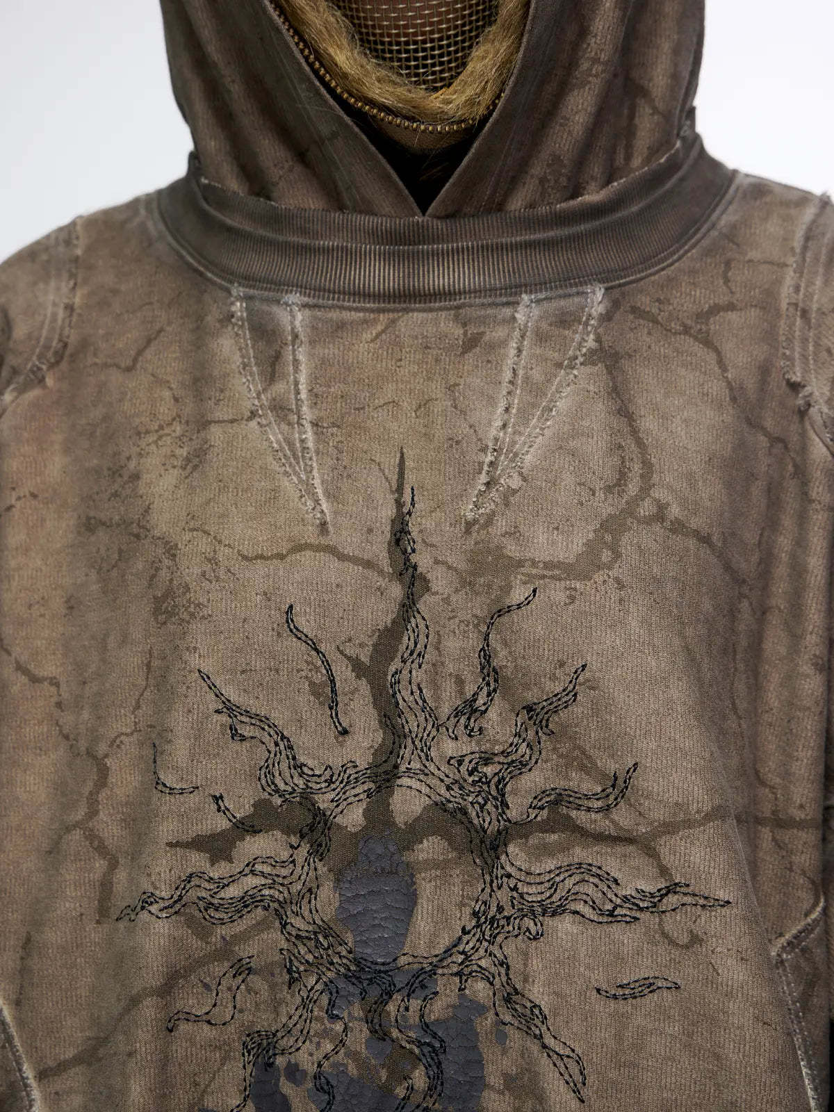 Vintage Sun Totem Distressed Hoodies-IYAMIUIO