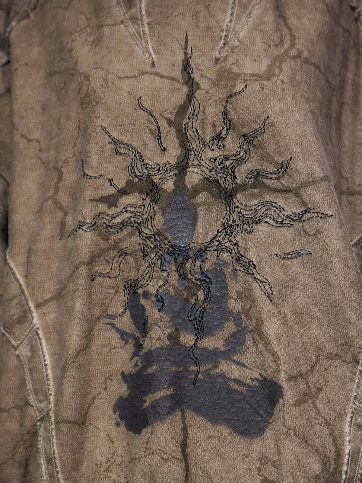 Vintage Sun Totem Distressed Hoodies-IYAMIUIO