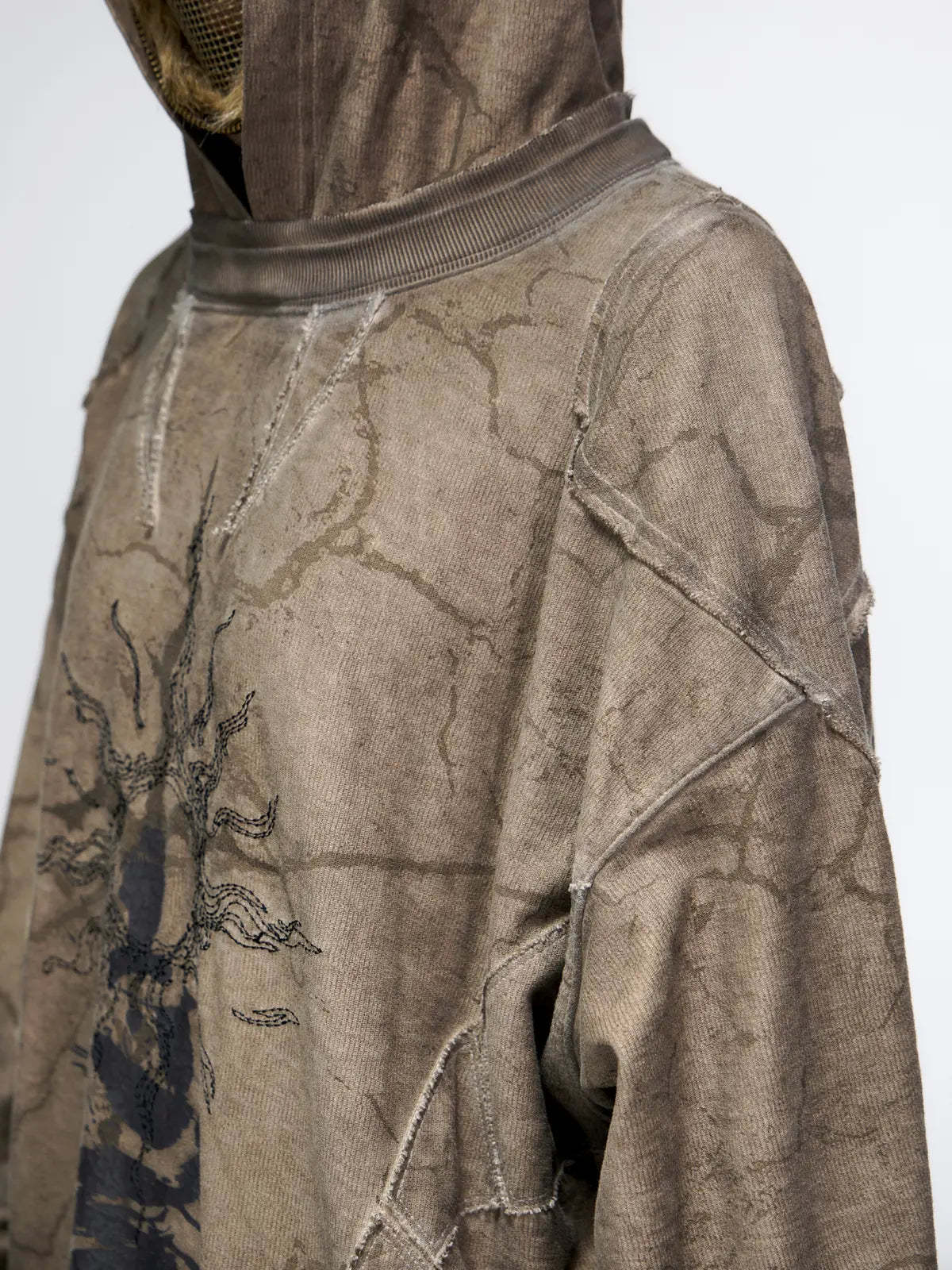 Vintage Sun Totem Distressed Hoodies-IYAMIUIO