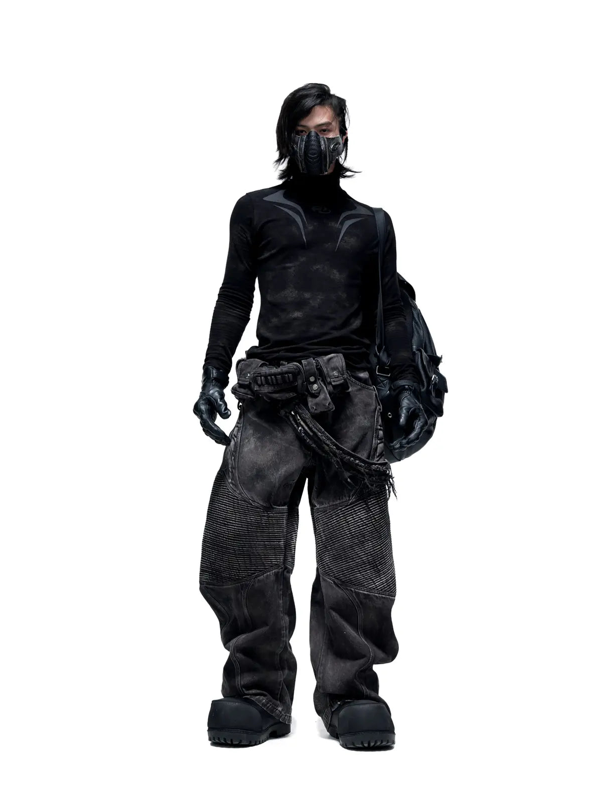 Temperature-Reactive Curved Jeans with Bag Set-IYAMIUIO