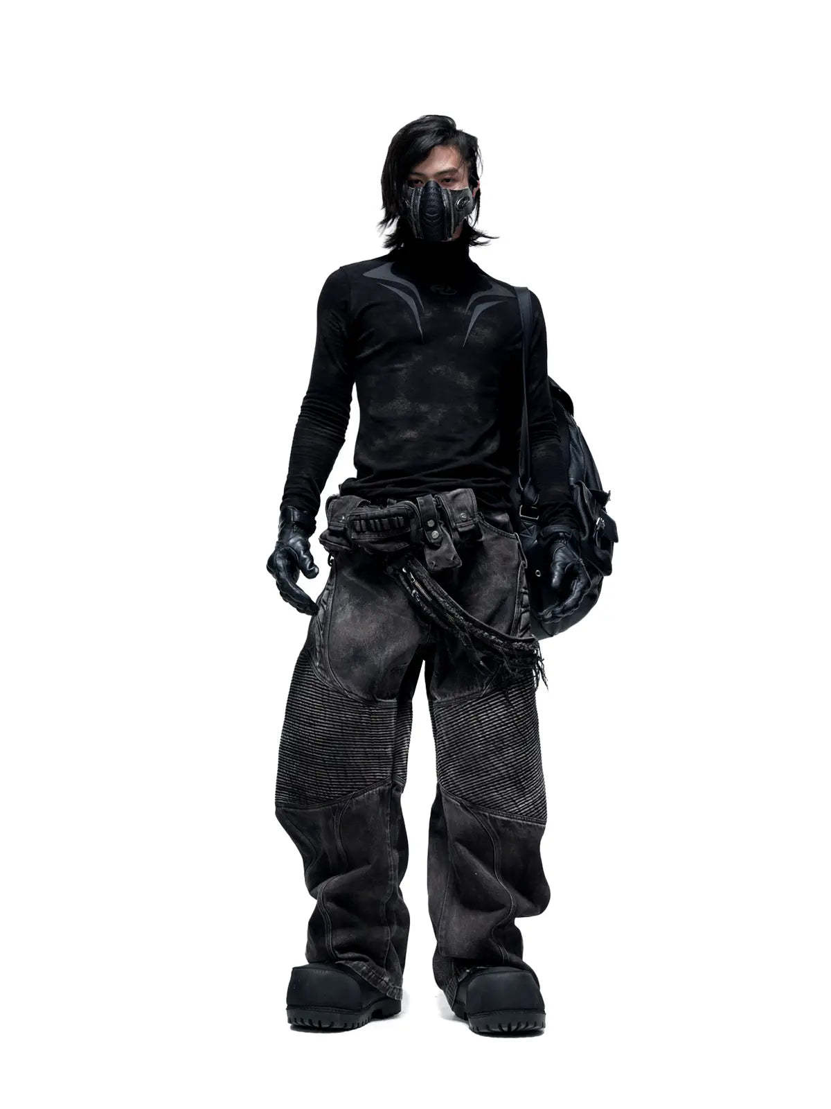 Temperature-Reactive Curved Jeans with Bag Set-IYAMIUIO