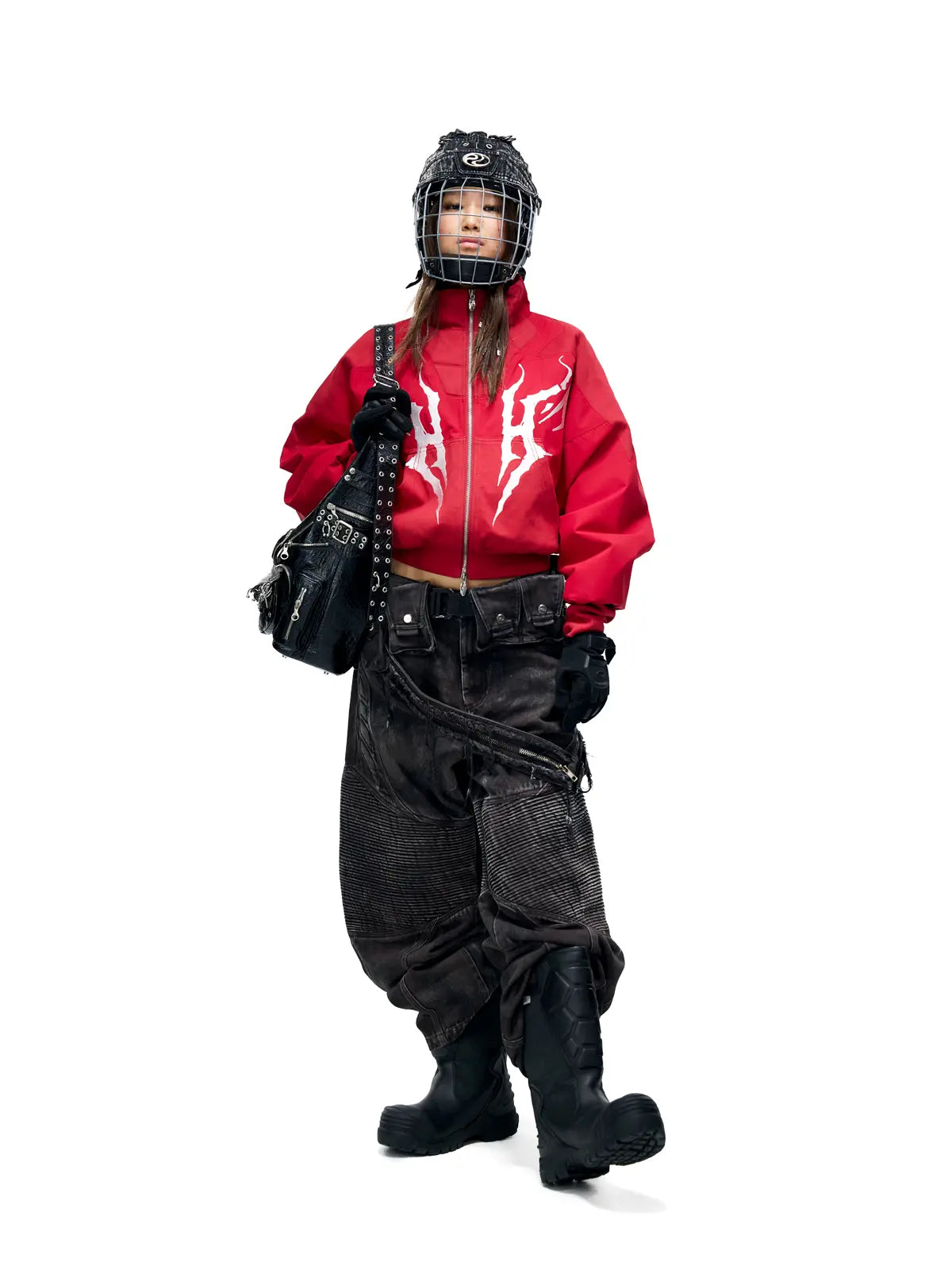 Temperature-Reactive Curved Jeans with Bag Set-IYAMIUIO