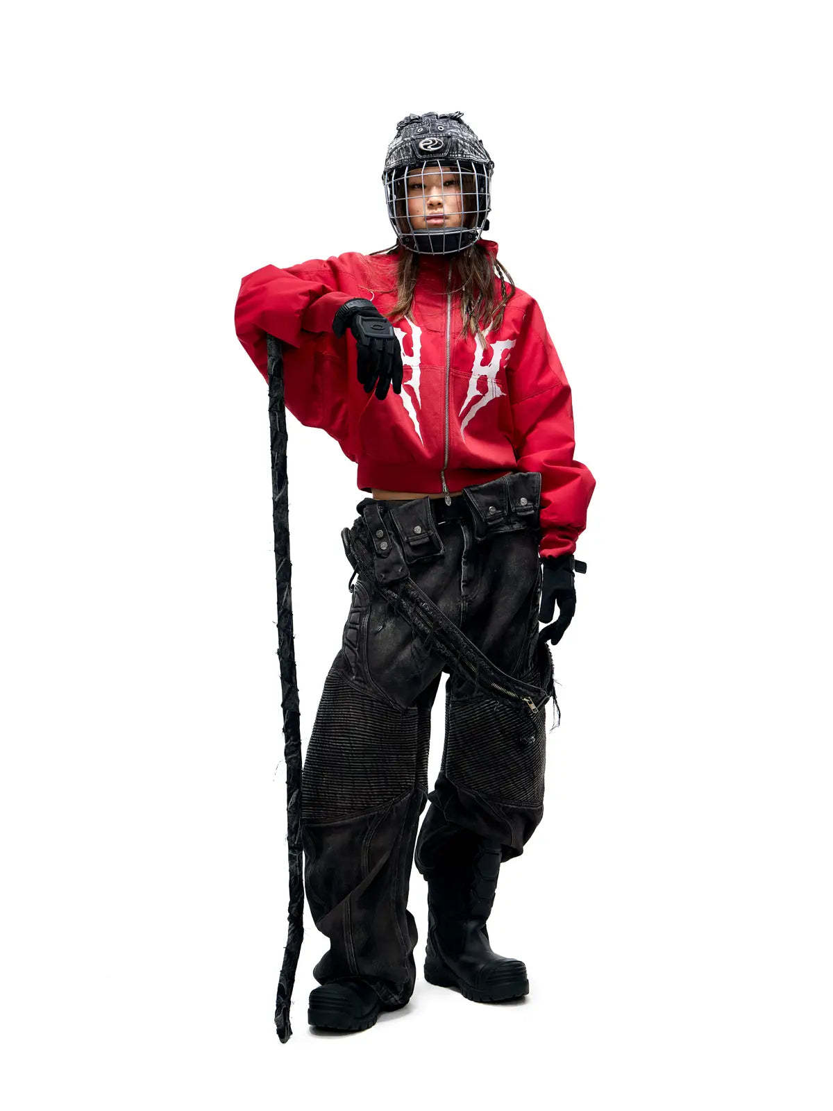 Temperature-Reactive Curved Jeans with Bag Set-IYAMIUIO