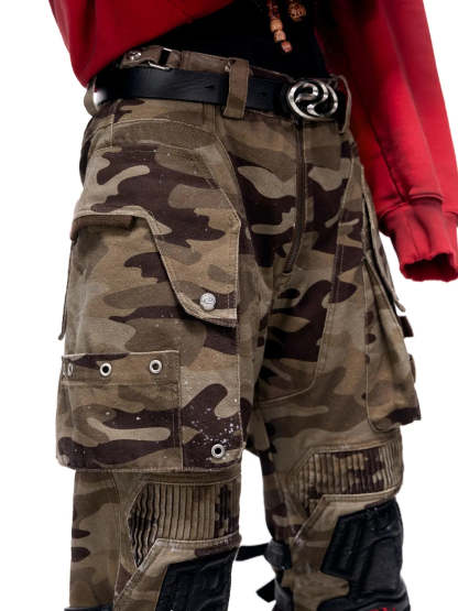Mico-flare Camo Cargo Pant-IYAMIUIO