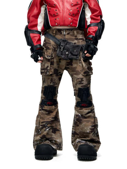 Mico-flare Camo Cargo Pant-IYAMIUIO