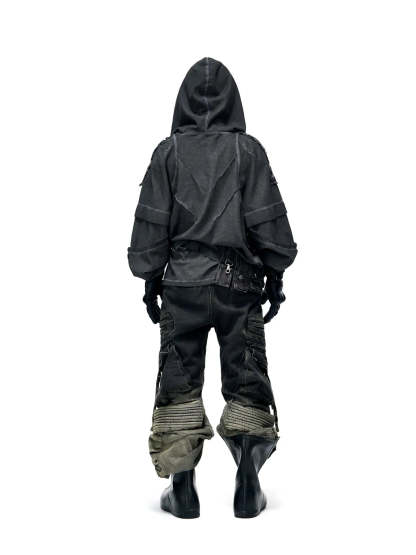 Deconstructed Hoodies with Gradient Wash-IYAMIUIO