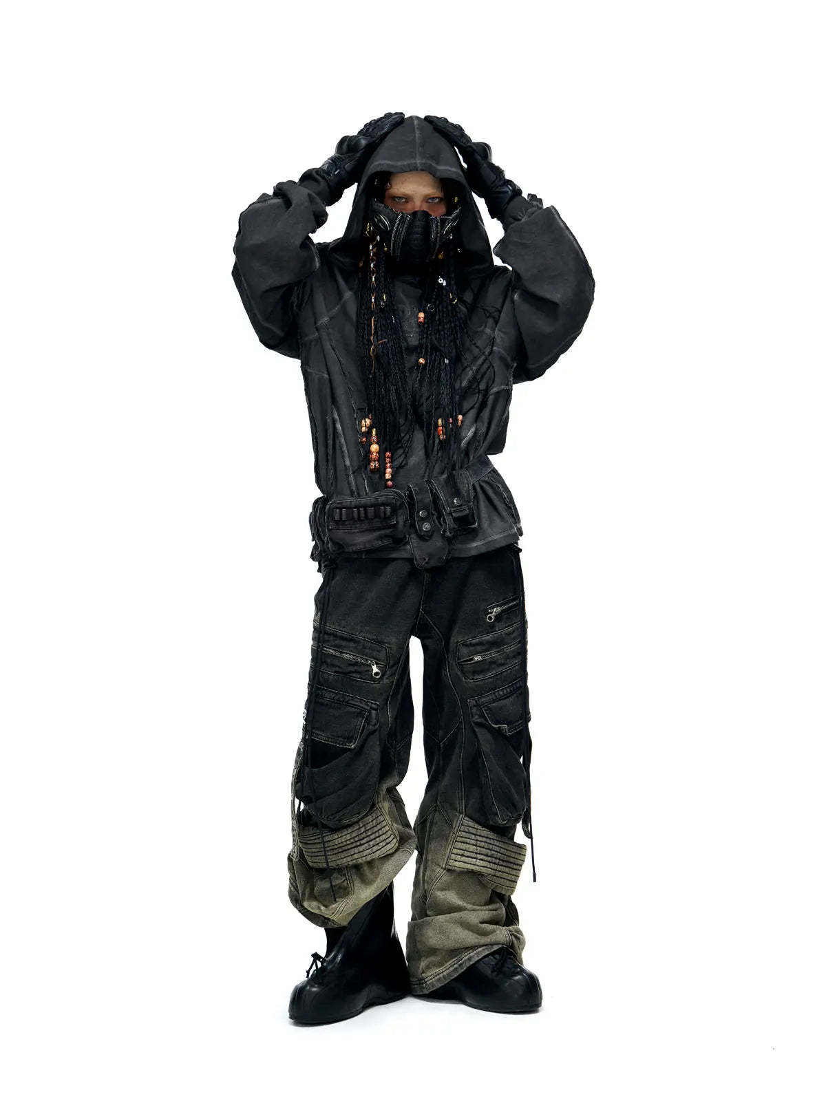 Deconstructed Hoodies with Gradient Wash-IYAMIUIO