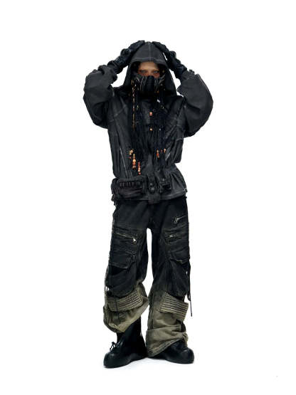 Deconstructed Hoodies with Gradient Wash-IYAMIUIO