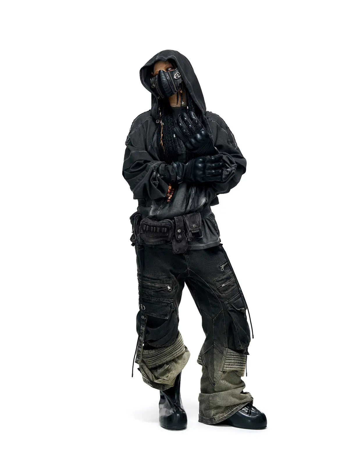 Deconstructed Hoodies with Gradient Wash-IYAMIUIO