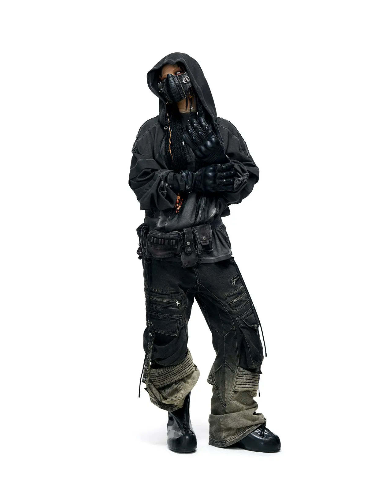 Deconstructed Hoodies with Gradient Wash-IYAMIUIO