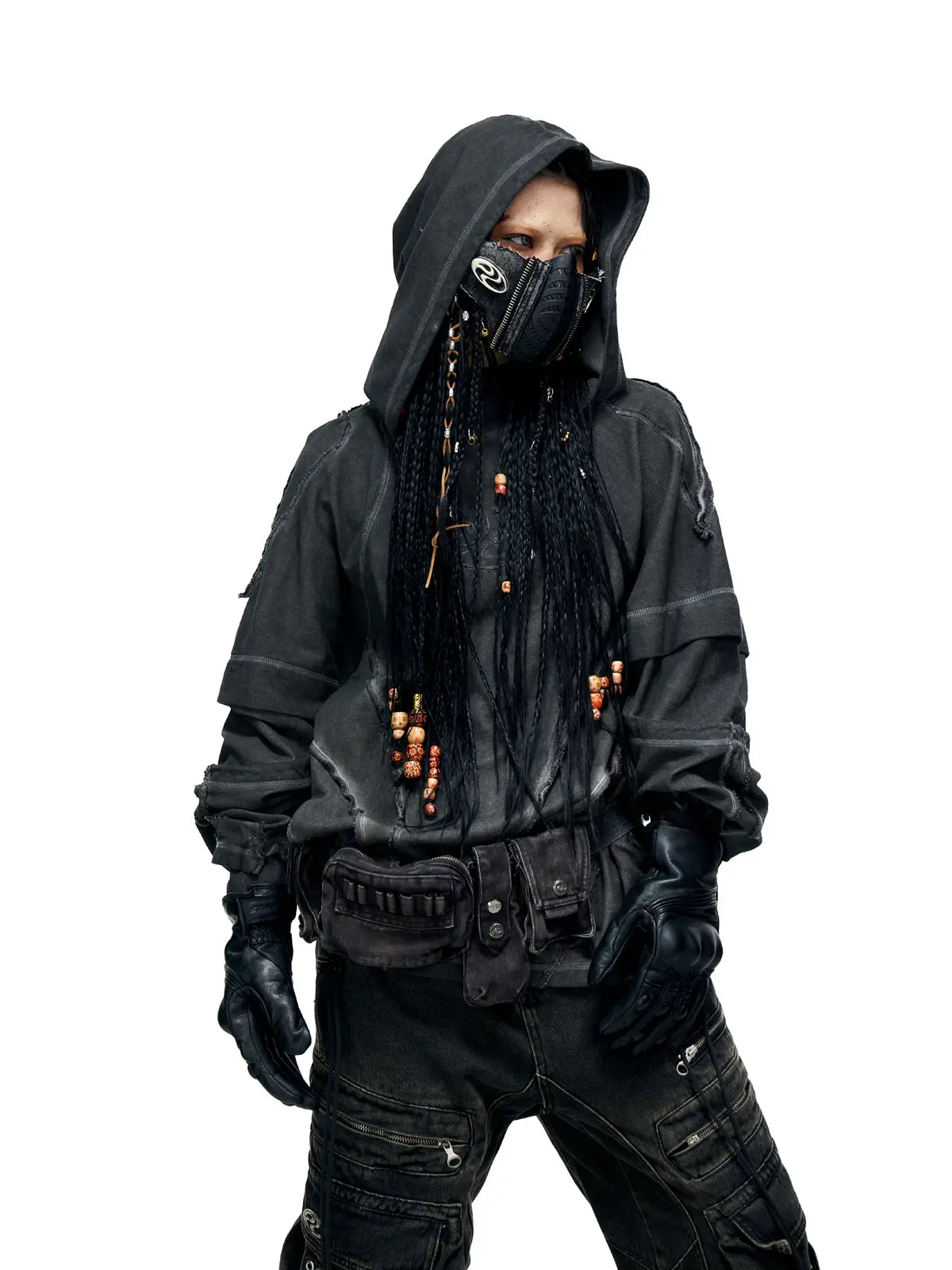 Deconstructed Hoodies with Gradient Wash-IYAMIUIO