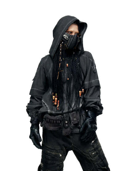 Deconstructed Hoodies with Gradient Wash-IYAMIUIO