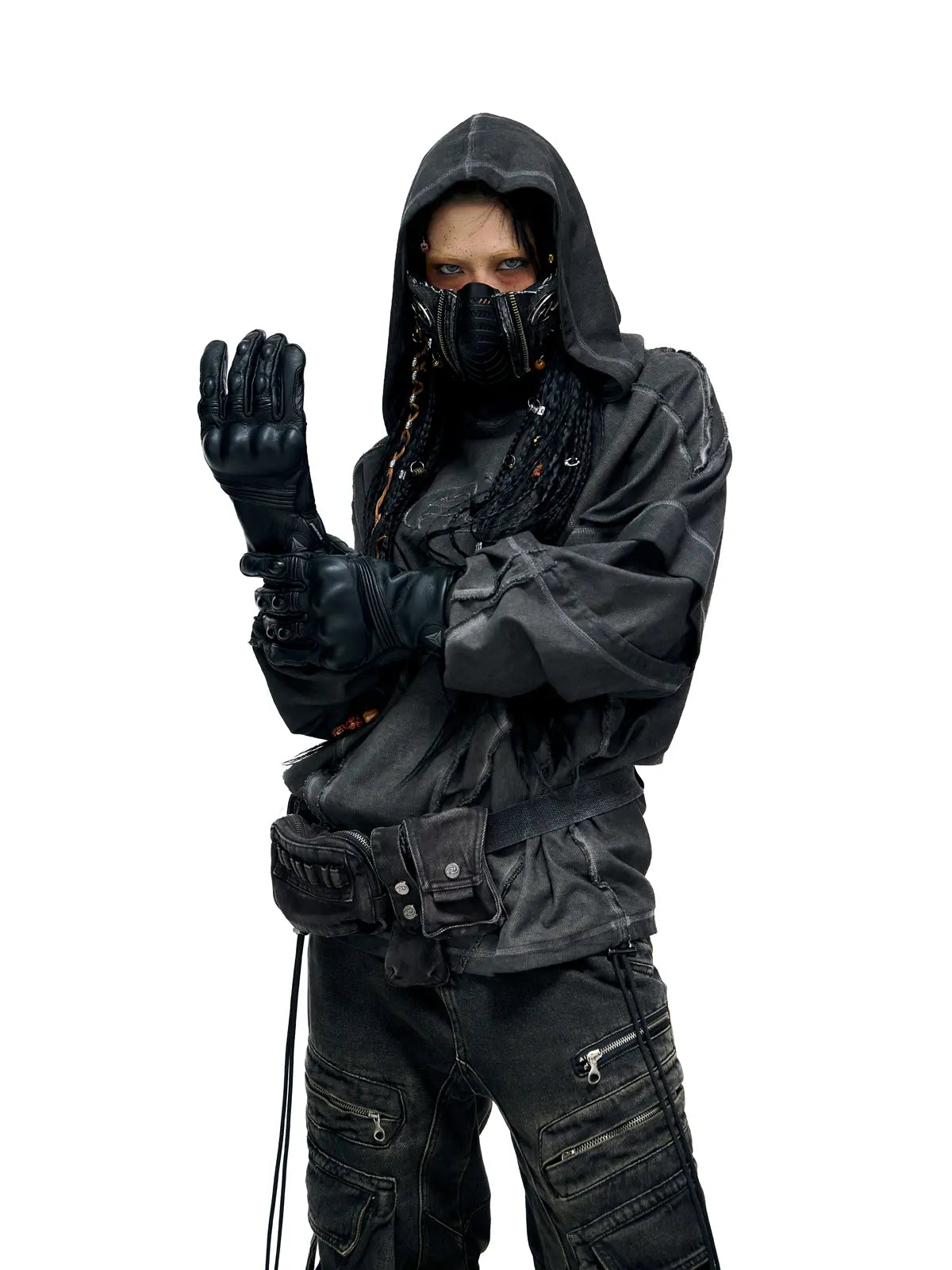 Deconstructed Hoodies with Gradient Wash-IYAMIUIO