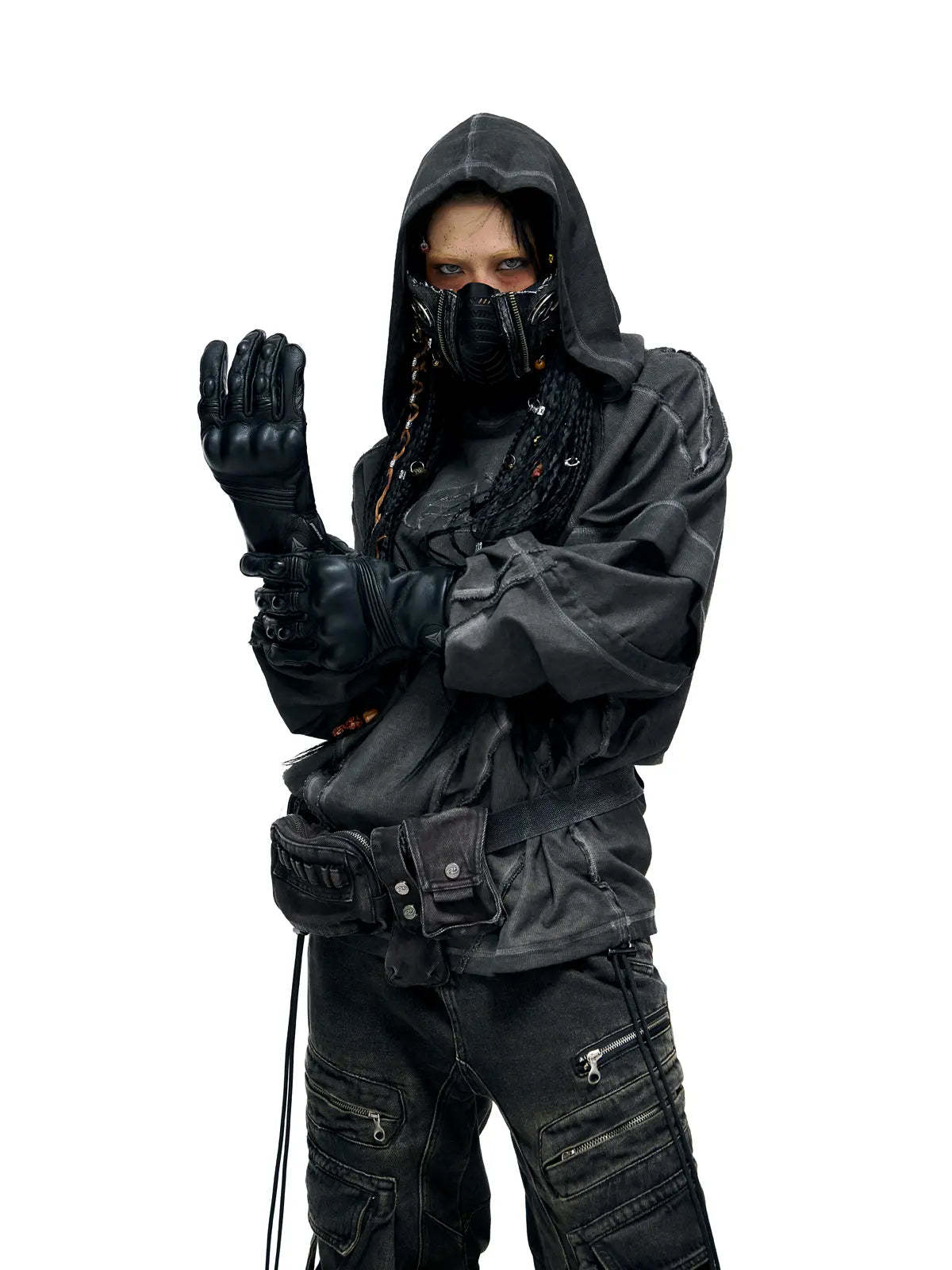 Deconstructed Hoodies with Gradient Wash-IYAMIUIO