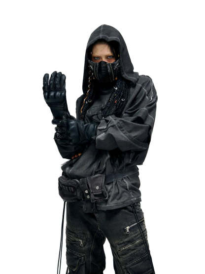 Deconstructed Hoodies with Gradient Wash-IYAMIUIO