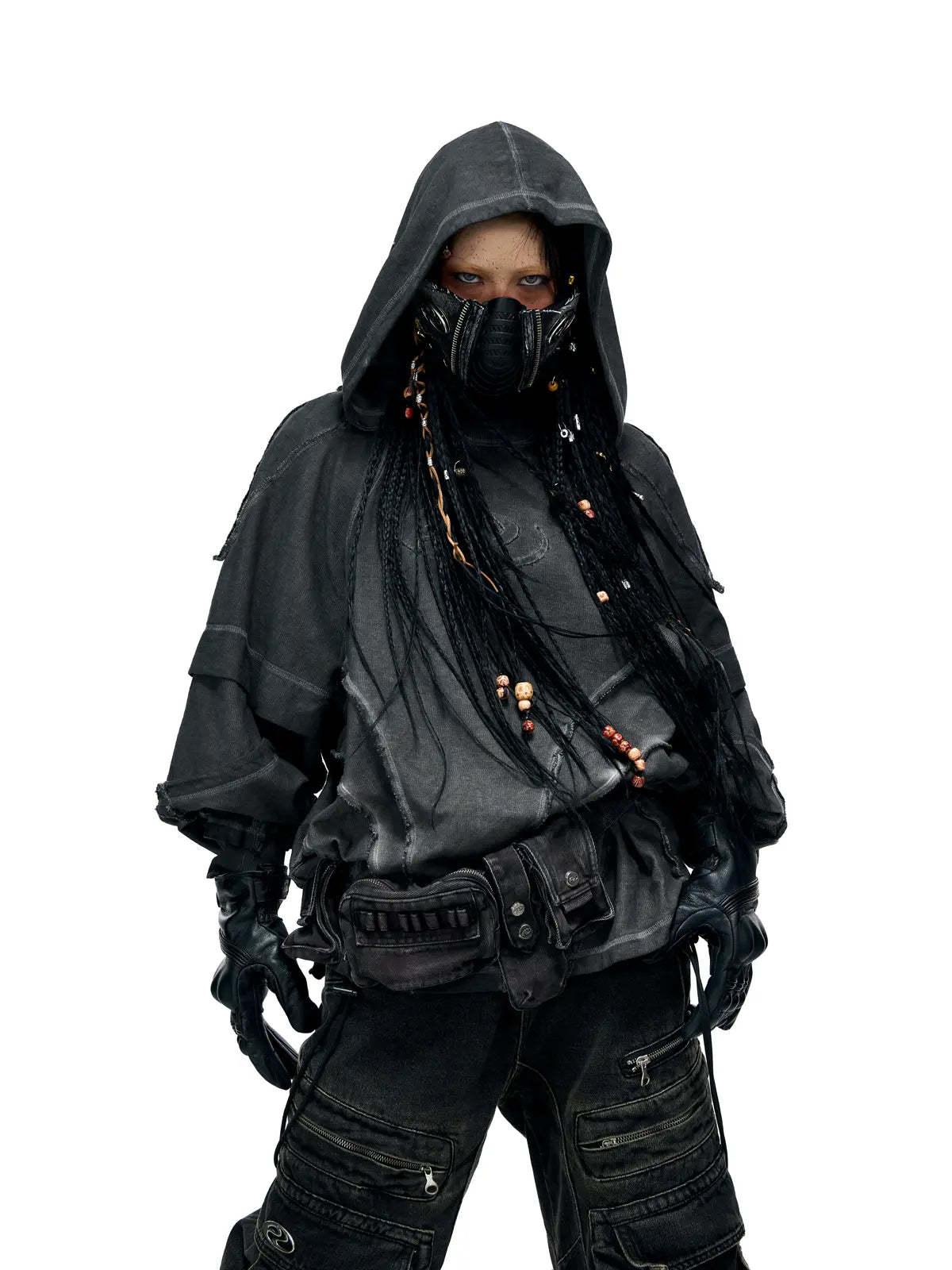 Deconstructed Hoodies with Gradient Wash-IYAMIUIO