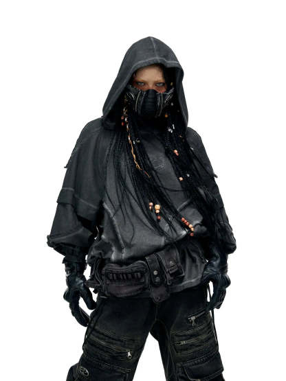 Deconstructed Hoodies with Gradient Wash-IYAMIUIO