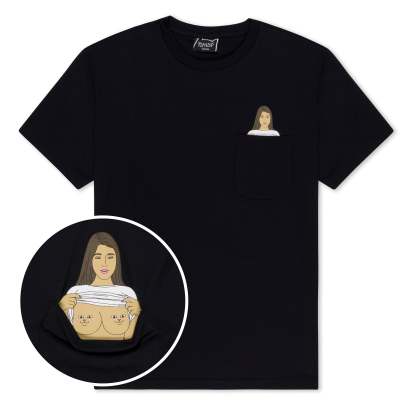Flashing Kittys Pocket Tee (Black)-IYAMIUIO