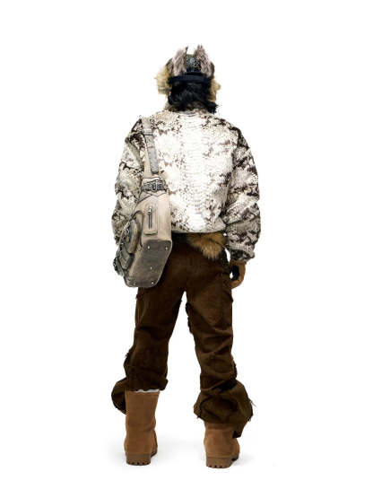 Personsoul Brown Snake Print Denim Jeans-IYAMIUIO