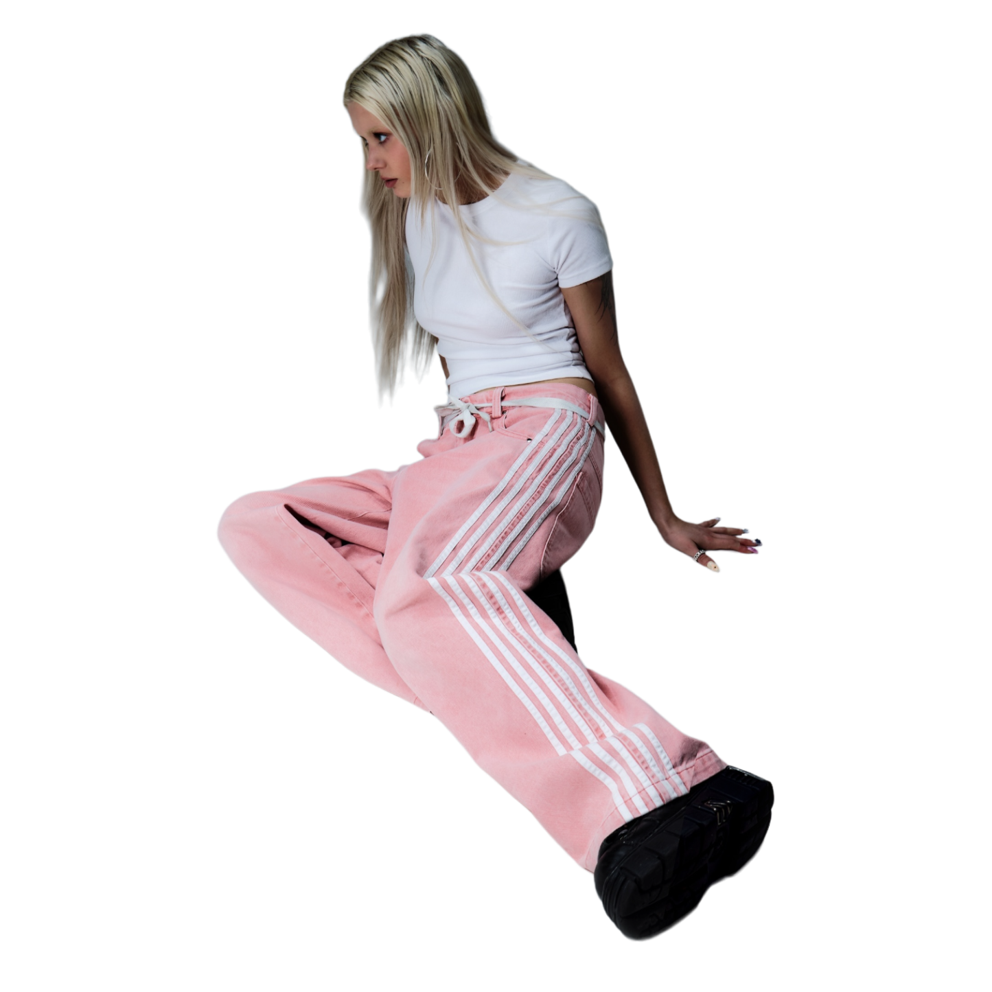 TRACK JEANS (PINK)-IYAMIUIO