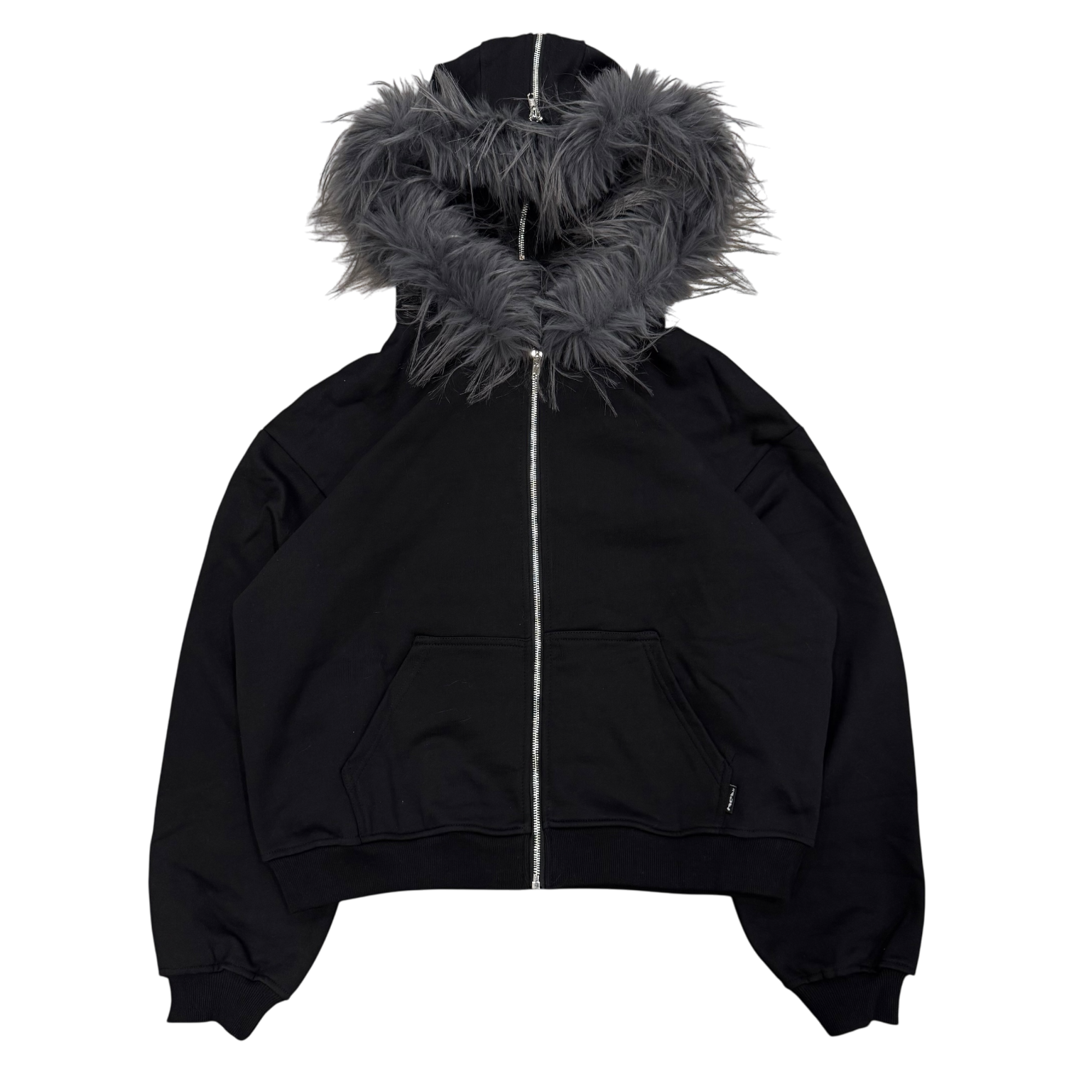FUR ZIP HOODIE (BLACK)-IYAMIUIO