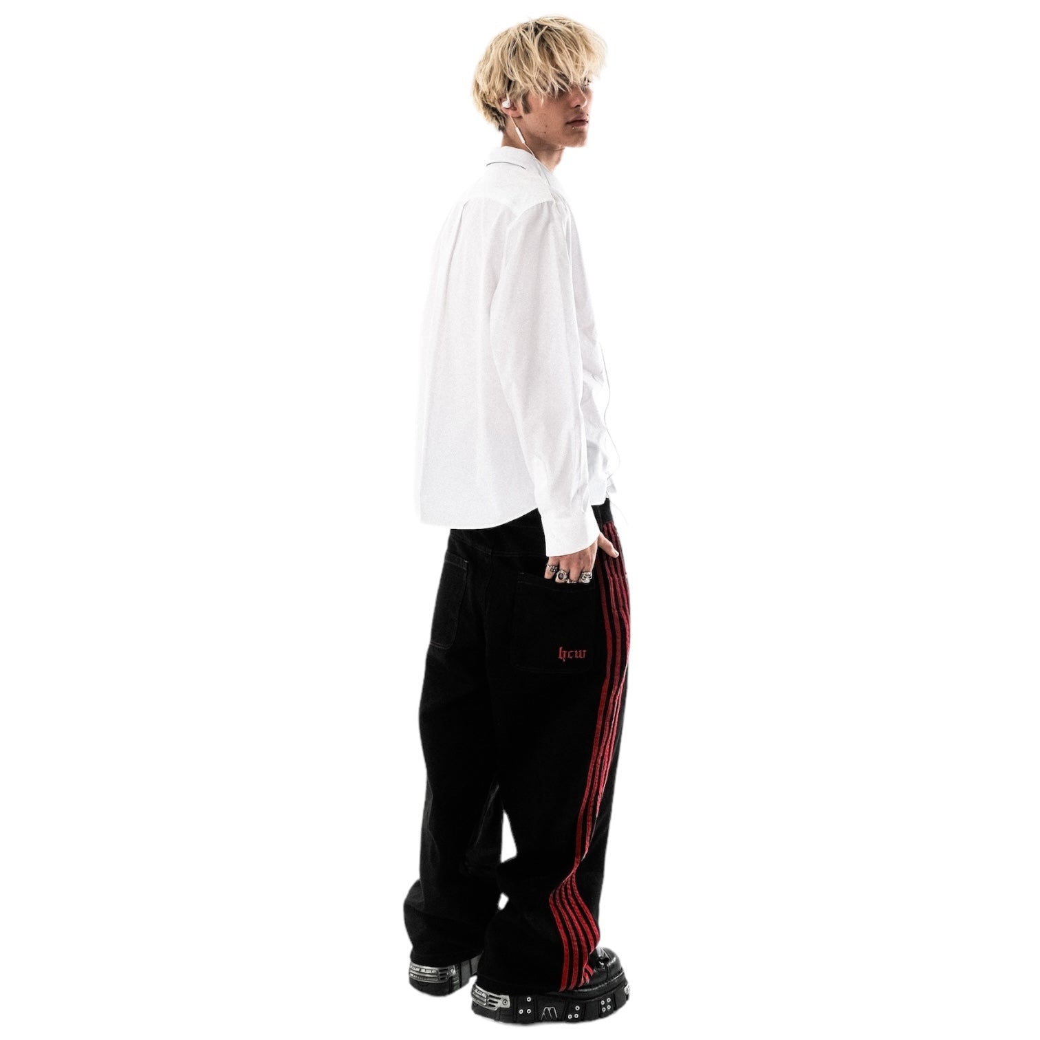 TRACK JEANS (BLACK/RED)-IYAMIUIO
