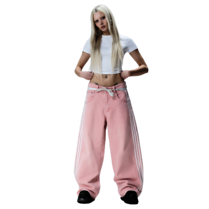TRACK JEANS (PINK)-IYAMIUIO