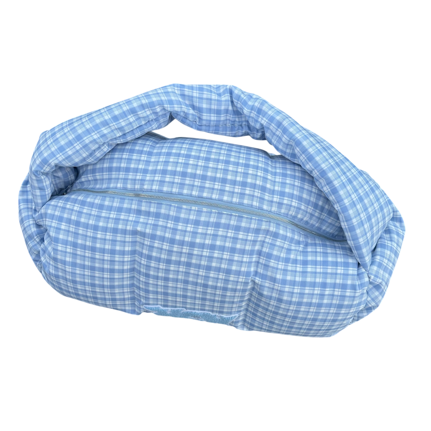 PUFFA DUFFLE BAG (BLUE PLAID)-IYAMIUIO