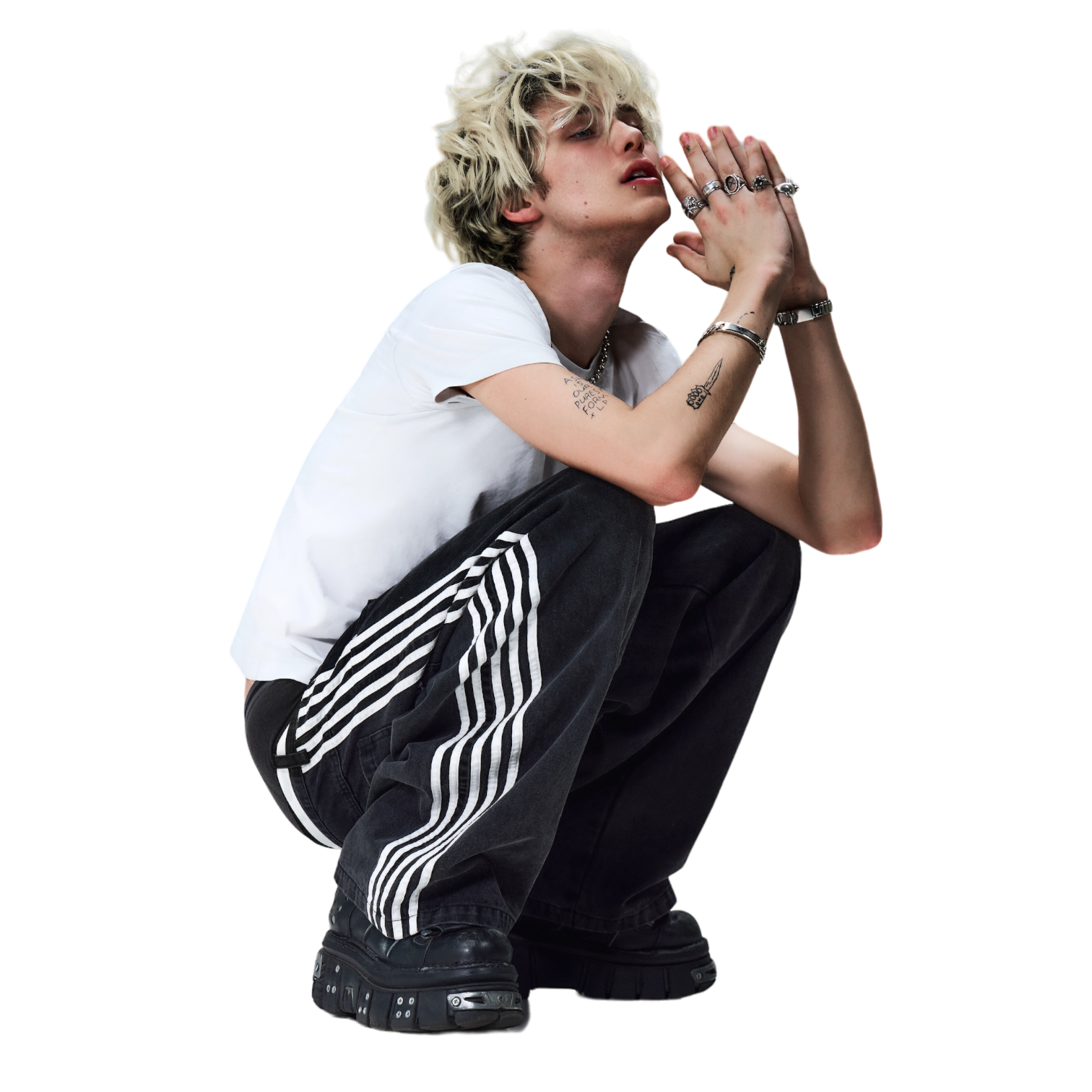 TRACK JEANS (BLACK/WHITE)-IYAMIUIO