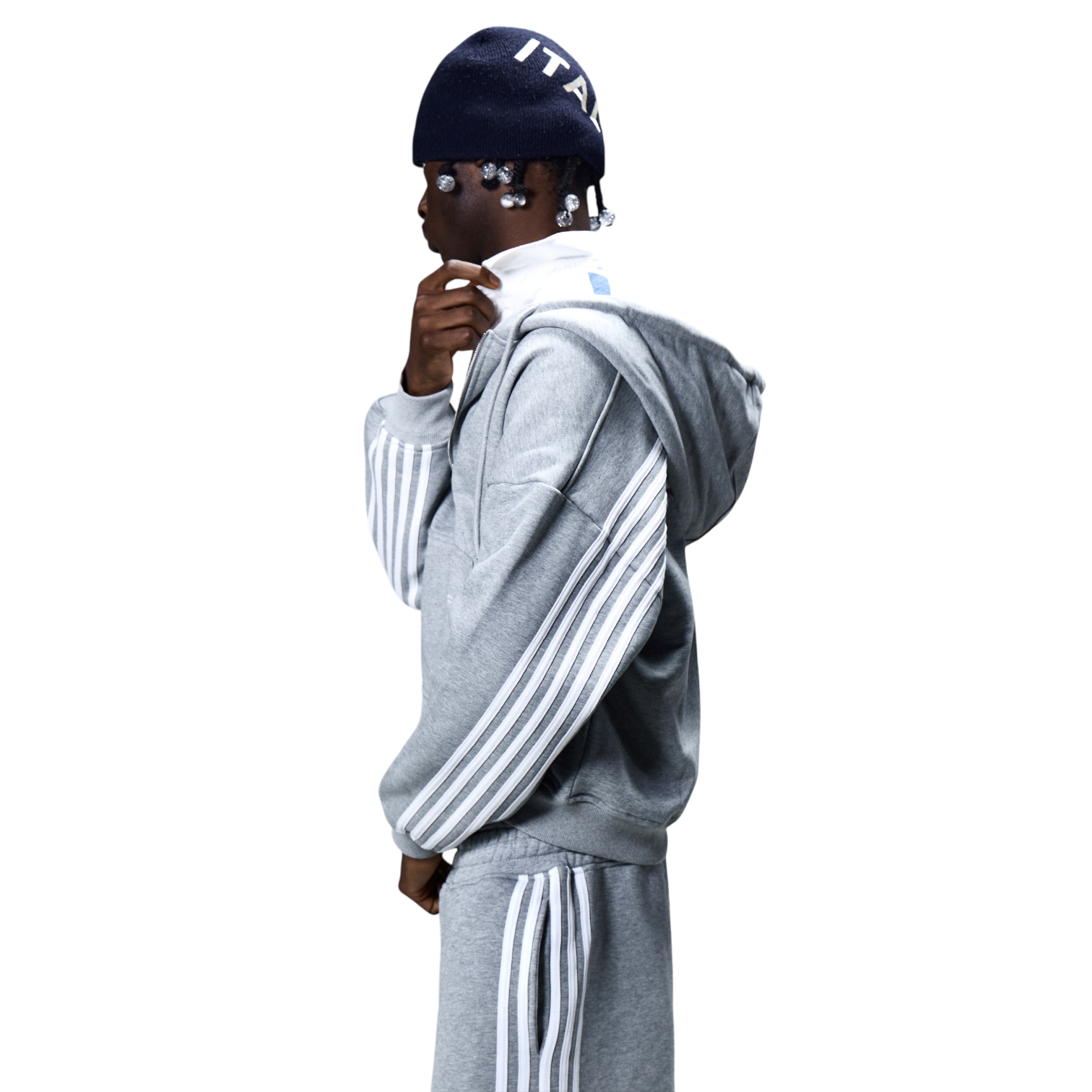 V2 SPIKE HOODIE (GREY/WHITE)-IYAMIUIO