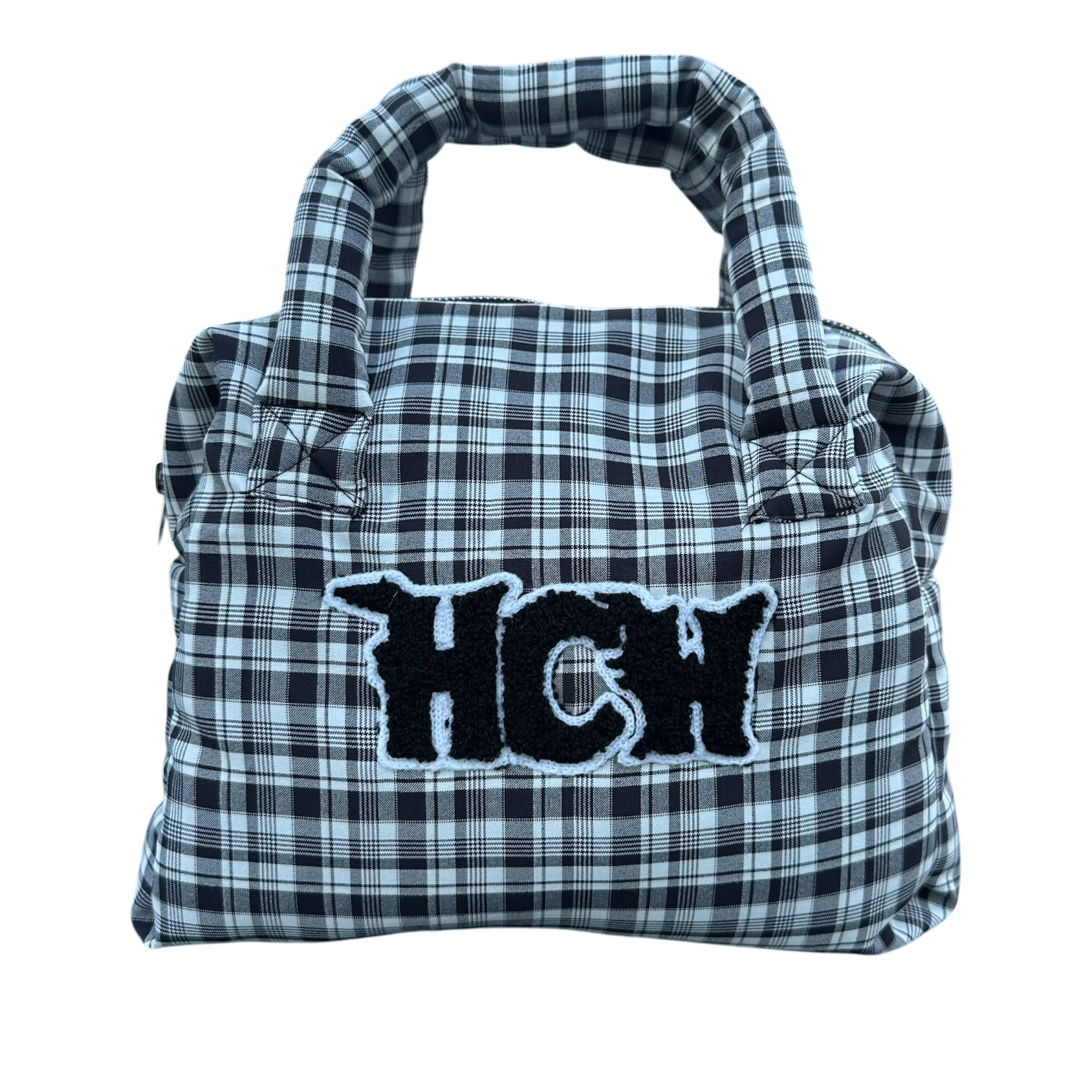 PUFFA HANDBAG (BLACK PLAID)-IYAMIUIO