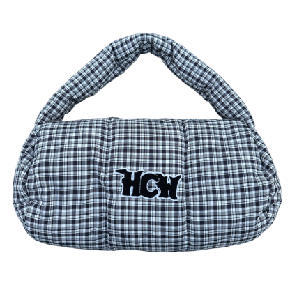 PUFFA DUFFLE (BLACK PLAID)-IYAMIUIO