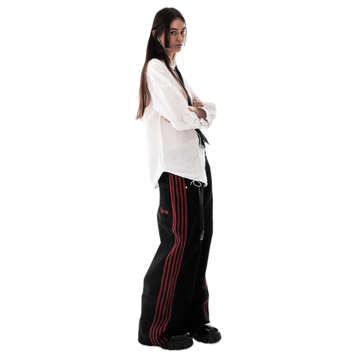 TRACK JEANS (BLACK/RED)-IYAMIUIO