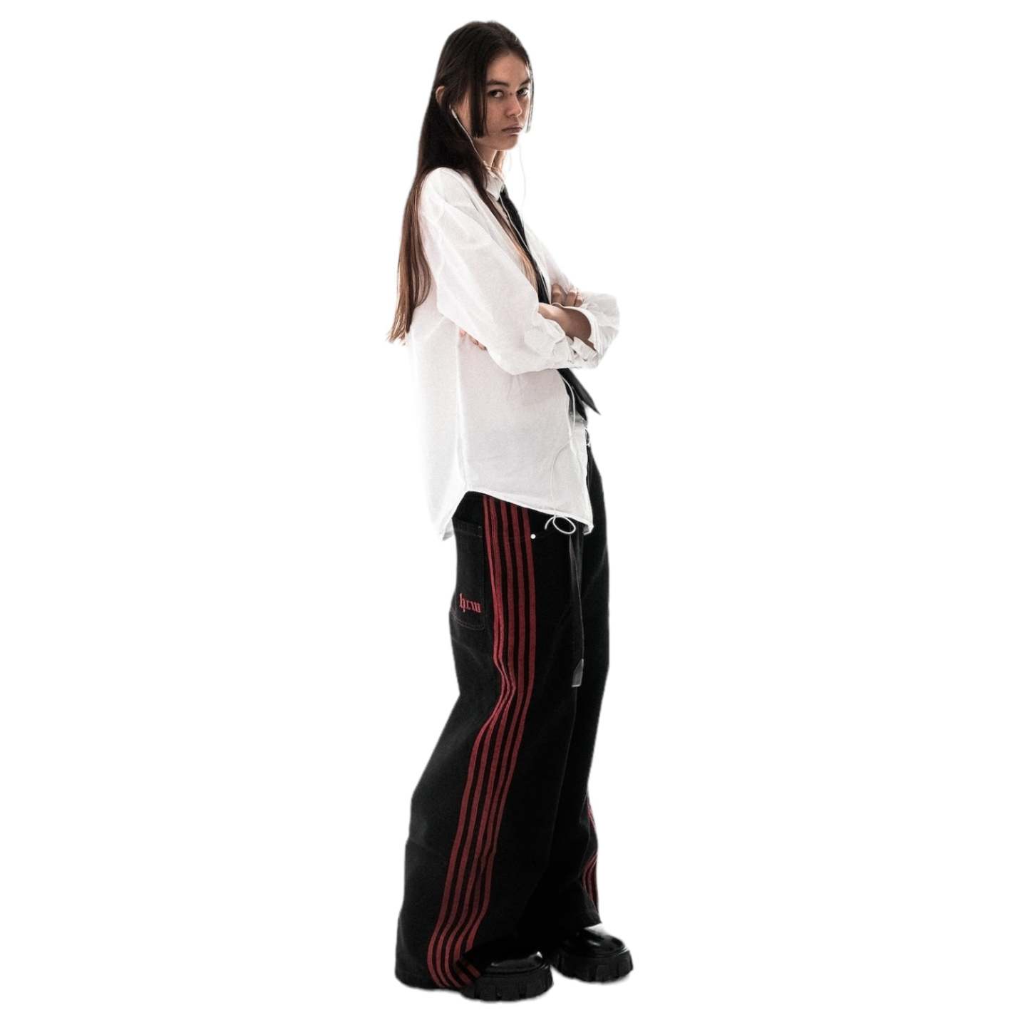 TRACK JEANS (BLACK/RED)-IYAMIUIO