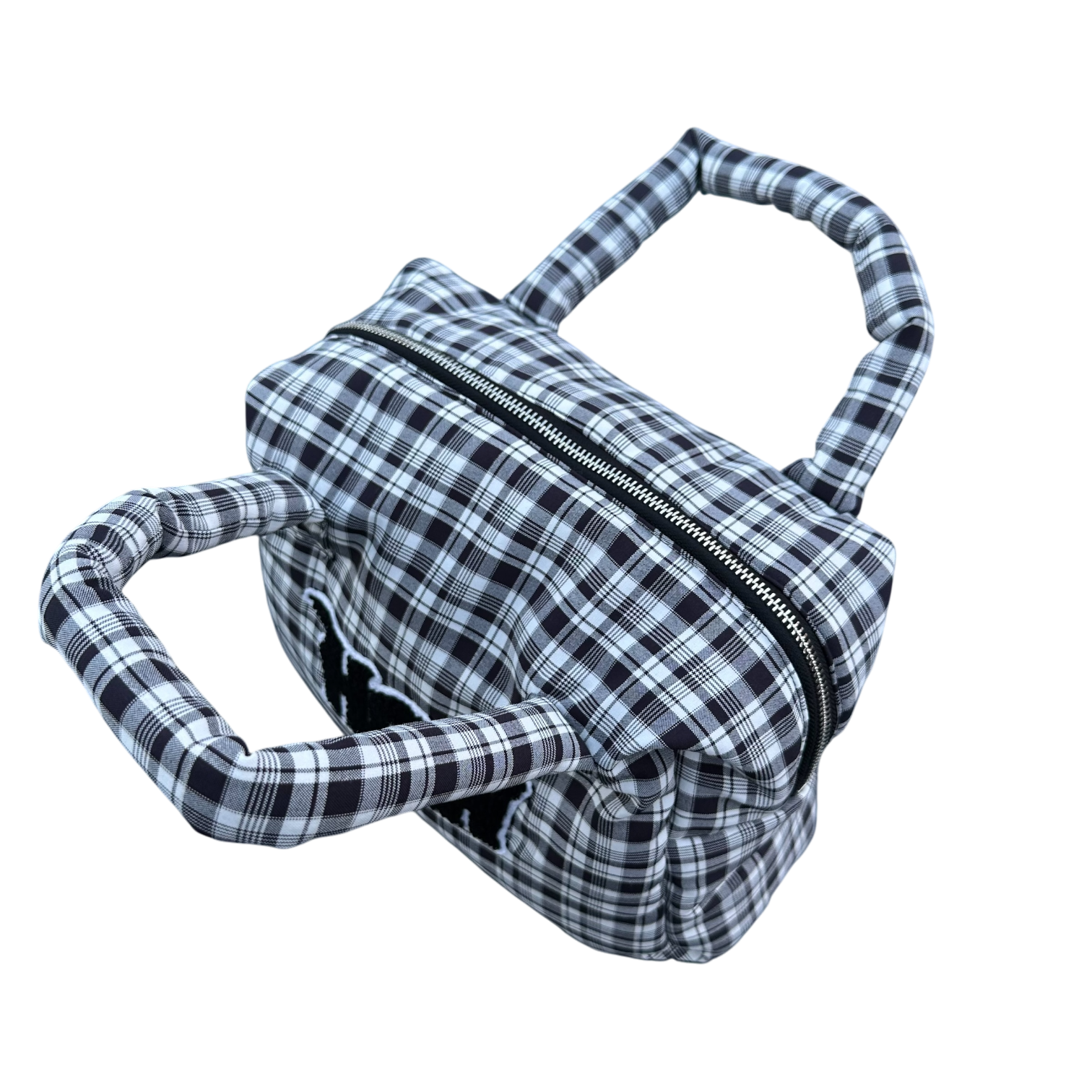 PUFFA HANDBAG (BLACK PLAID)-IYAMIUIO