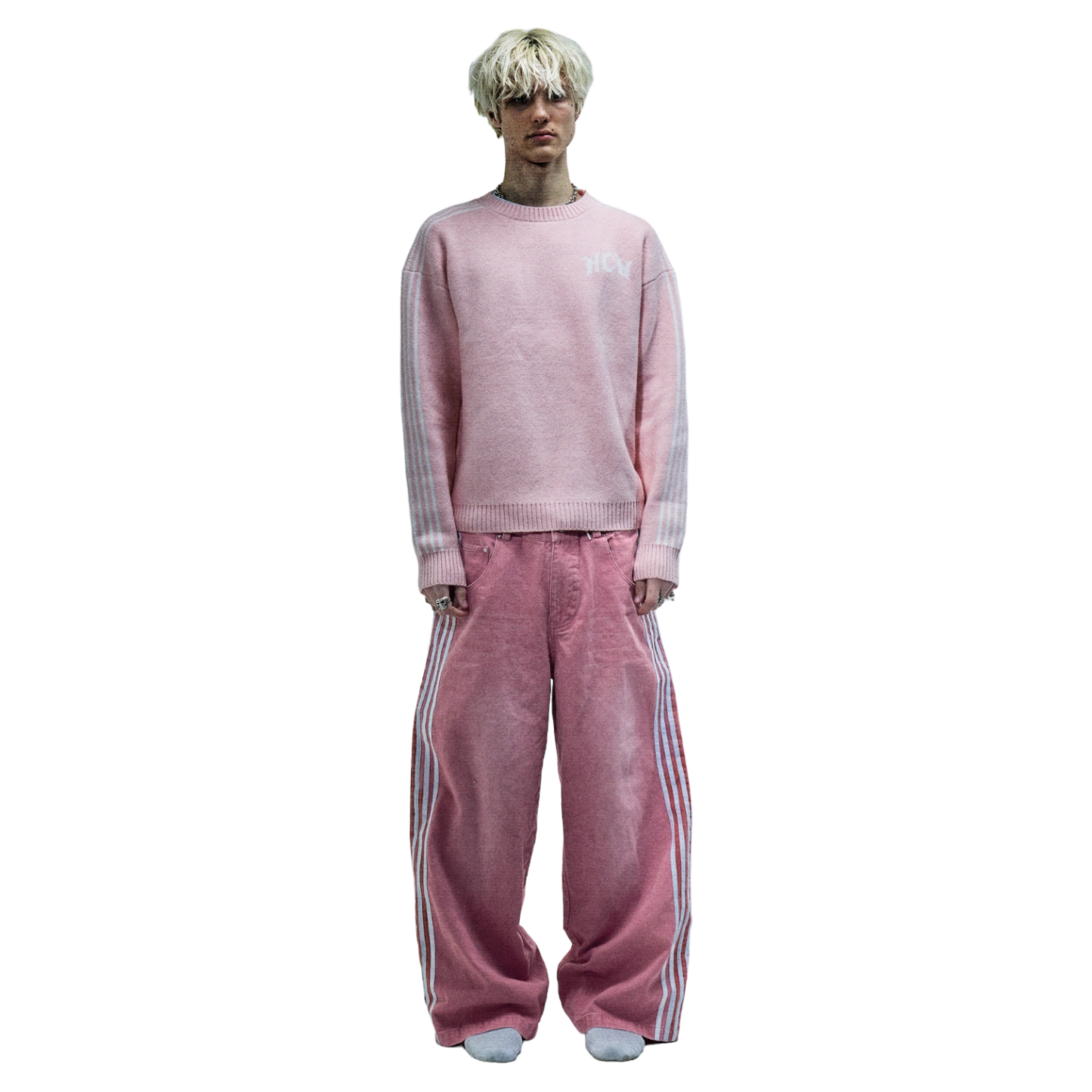 TRACK JEANS (PINK)-IYAMIUIO