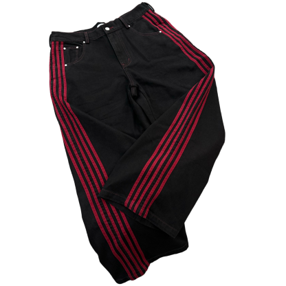 TRACK JEANS (BLACK/RED)-IYAMIUIO