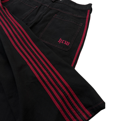 TRACK JEANS (BLACK/RED)-IYAMIUIO