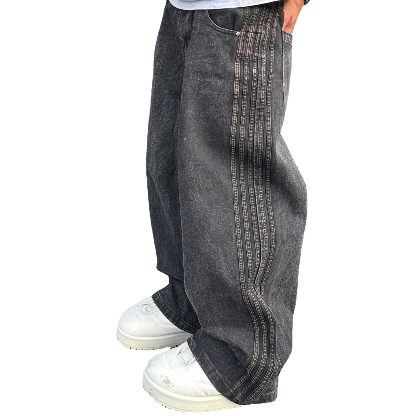 TRACK JEANS (BLACK/BLACK)-IYAMIUIO