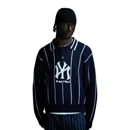 STRIPED KNIT POLO-IYAMIUIO