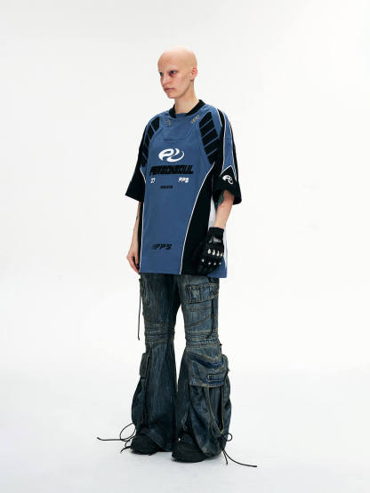 Personsoul Racing Logo Oversized T-Shirt-IYAMIUIO