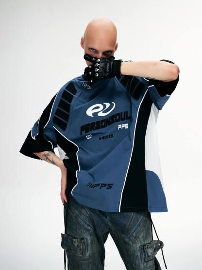 Personsoul Racing Logo Oversized T-Shirt-IYAMIUIO
