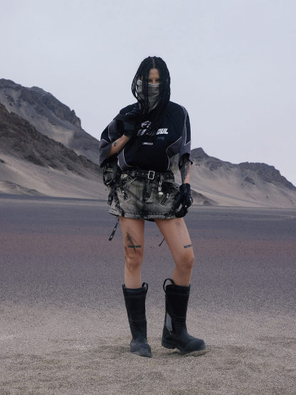 Personsoul Racing Logo Oversized T-Shirt-IYAMIUIO