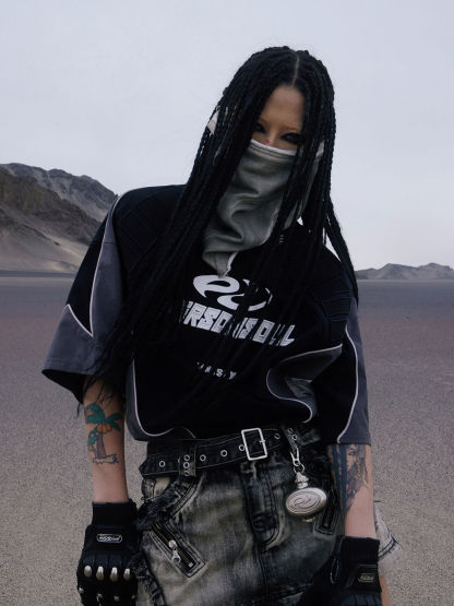 Personsoul Racing Logo Oversized T-Shirt-IYAMIUIO