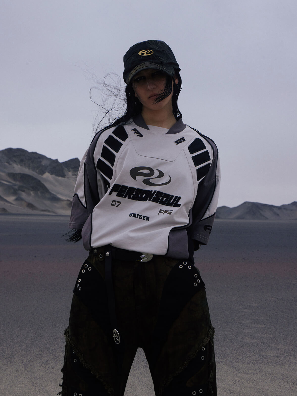 Personsoul Racing Logo Oversized T-Shirt-IYAMIUIO